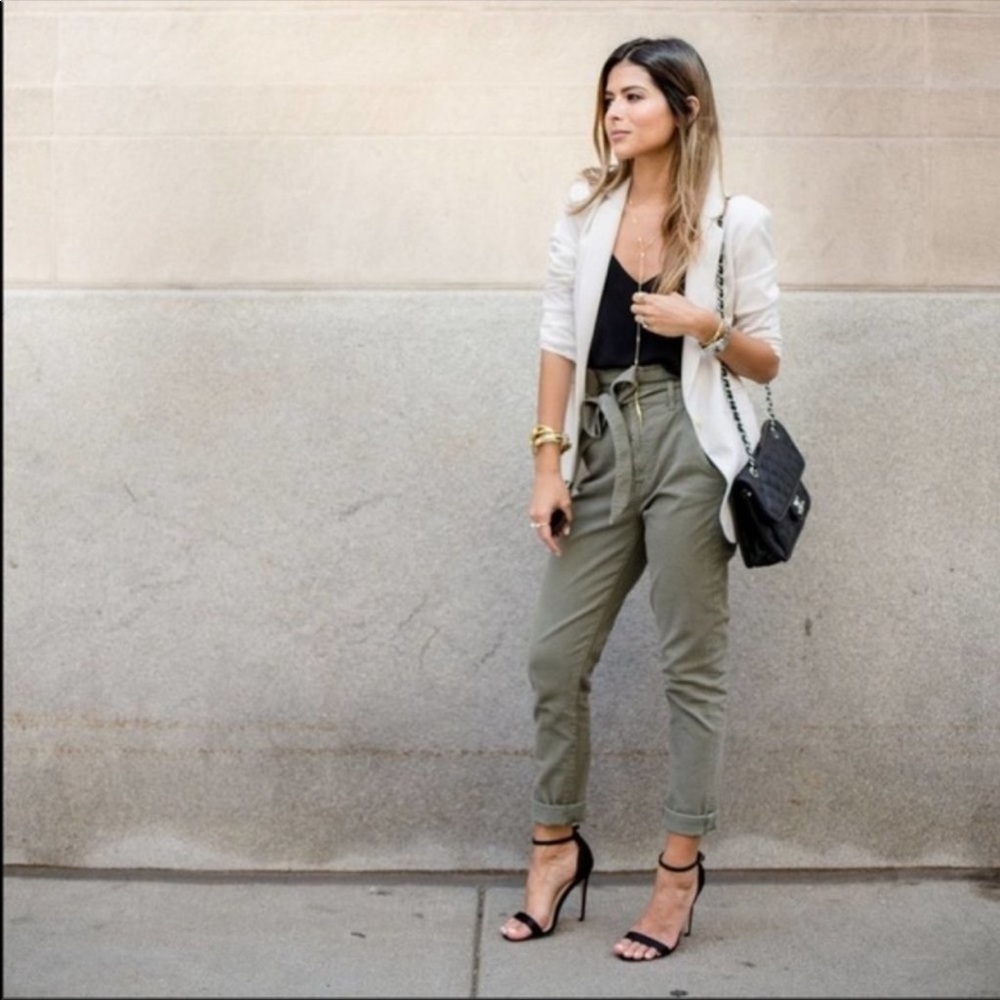 7 For All Mankind Olive Green Paperbag Waist Pants